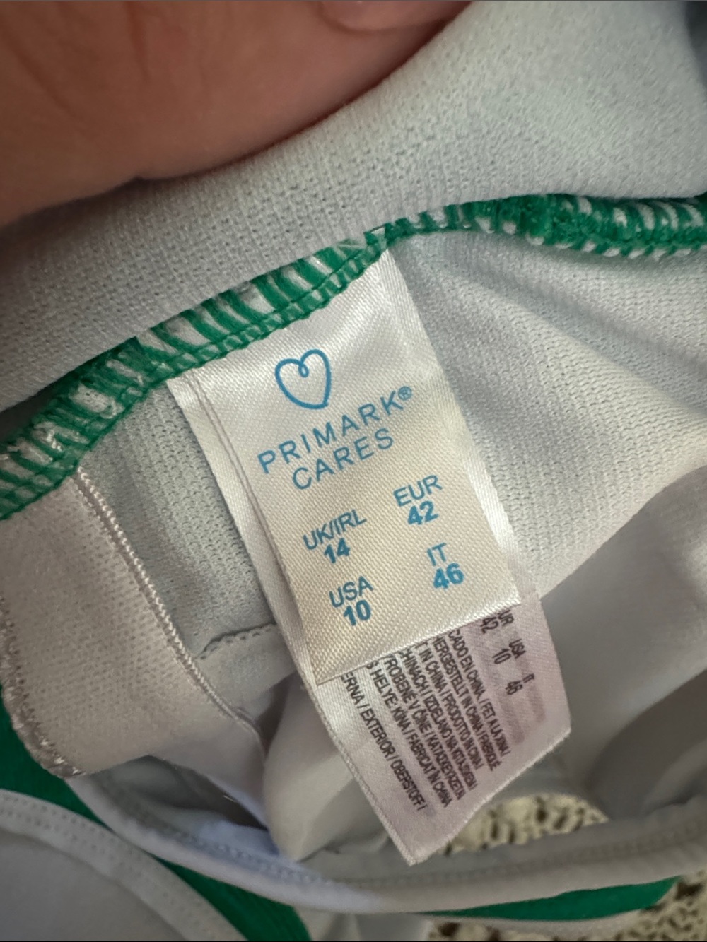 Primark Green One-Piece Swimsuit with White Trim - Picture 2 of 4